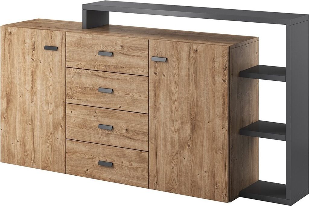 Meublorama DS-HA-BOTA-24JRFG27*2C/70KG, 2 Tür(en), Braun, Mitteldichte Faserplatte (MDF), 4 Schublade(n), 2 Jahr(e), 370 mm