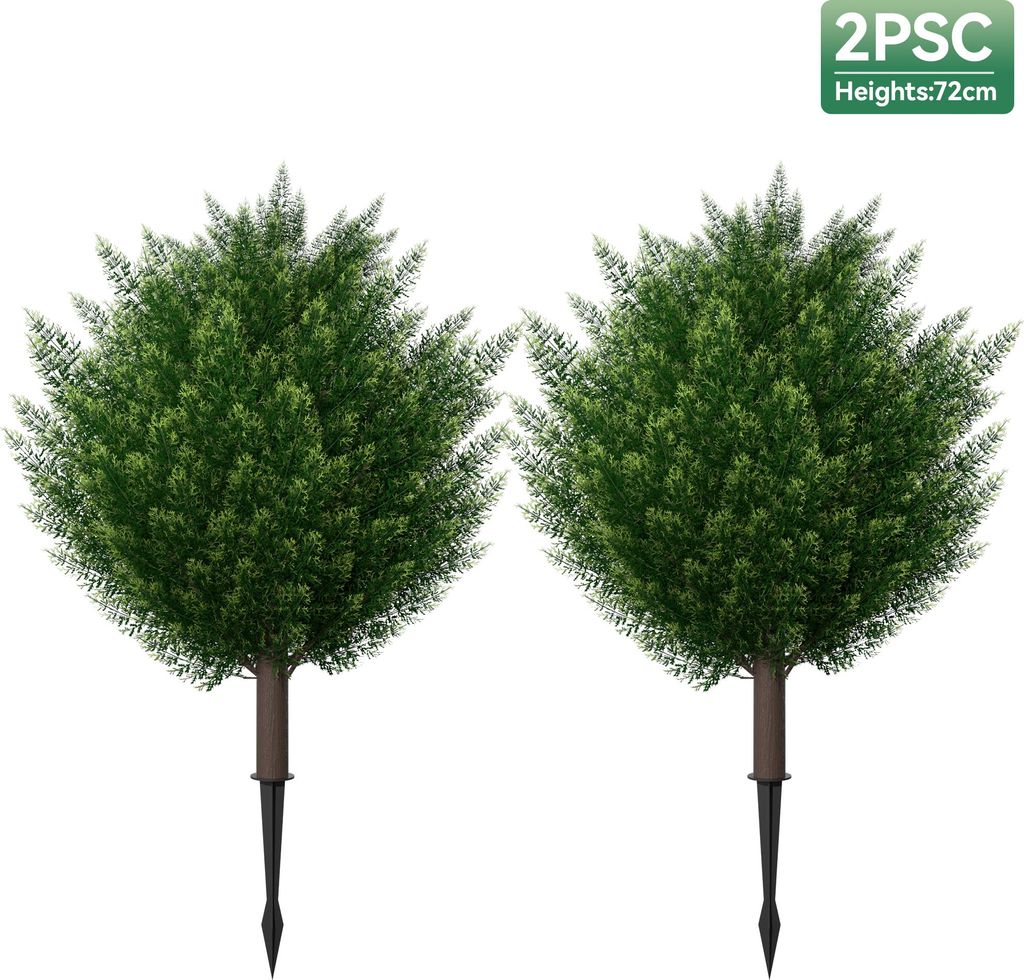 Sessamen-LP Künstliche Buchsbaum 70cm 2 Pack Kunstpflanze Künstliche Pflanzen mit Bodenpfählen, Künstliche immergrüne Buchsbaum Künstlichkuns...
