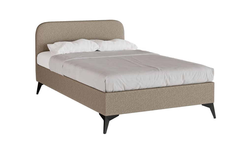 Polsterbett MAVILO - Komfortbett mit Stauraum, Einzelbett, 120x200cm,Braun, Bonellfederkernmatratze, H2/H3