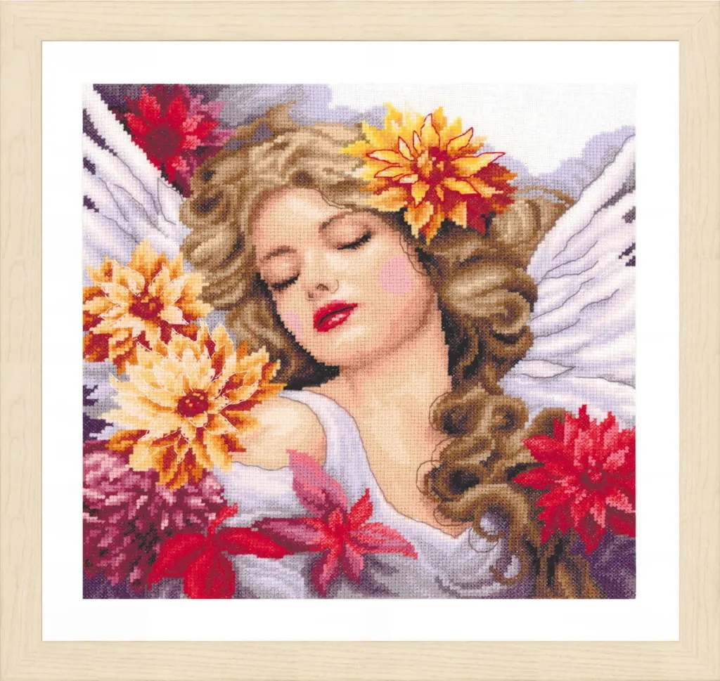 Point de croix compté Lanarte Dahlia du ciel - Toile Aïda de qualité
