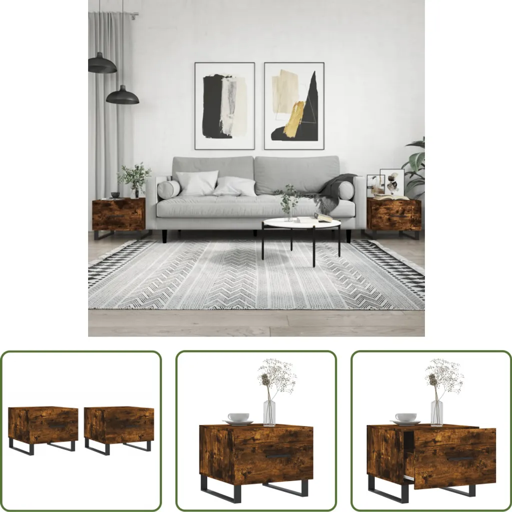 Coppia Tavolini Quadrati 50x50 cm Rovere Fumé - Robusti e Pratici