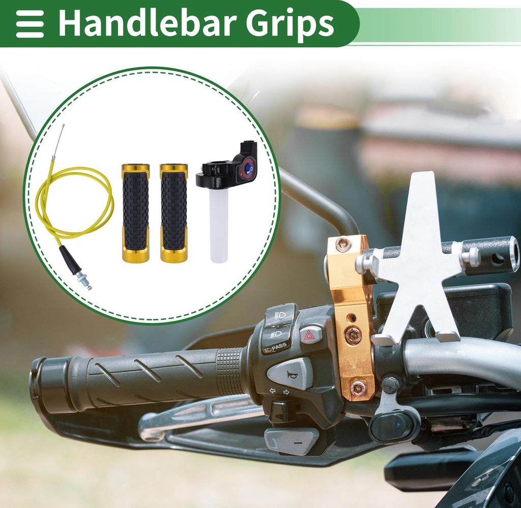 7/8" 22mm 15/16" 24mm Motorrad Lenkergriffe Abdeckung Kit Aluminiumlegierung Gummigriffe für Motorrad Roller Fahrrad ATV Gold Ton 1 Satz