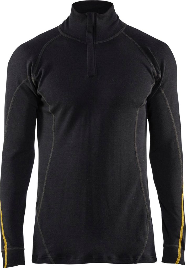 Blakläder Flammschutz Unterhemd 4796 1075 Half-Zip, 78% Wolle in schwarz, Größe:2XL