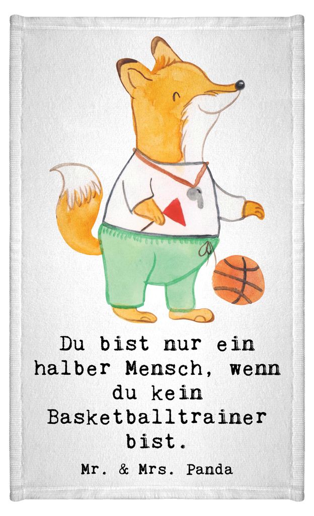 Mr. & Mrs. Panda Handtuch Basketballtrainer Herz - Weiß - Geschenk, Basketball, gäste wc, buntes, Klein, humorvoller Spruch, Basketballer, Weihna...