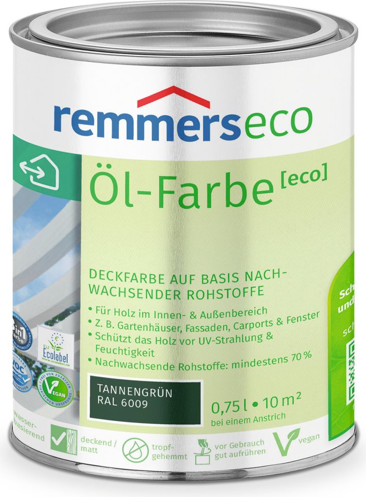 Remmers Öl-Farbe [eco] tannengrün (RAL 6009) 0,75 l, Produktbild 