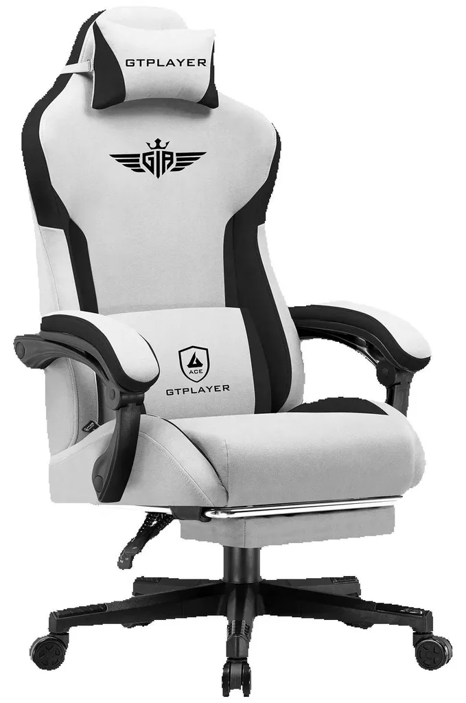 Fauteuil gaming en tissu gris avec dossier réglable - Modèle Ergo-X1