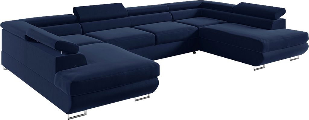 U-förmiges 5-Sitzer-Sofa, umwandelbar mit Bettkasten Lyam Marineblau