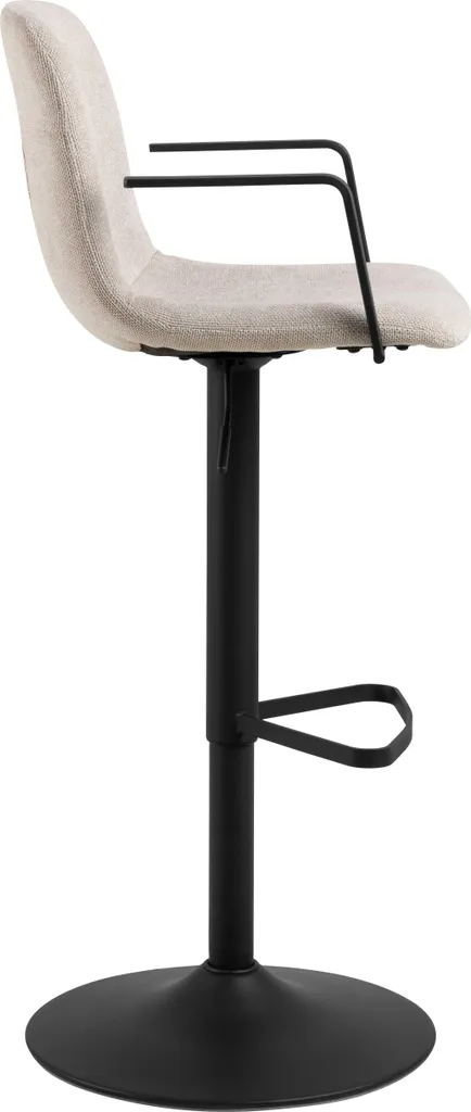 Tabouret de bar Pablo en tissu beige avec pieds robustes en métal noir