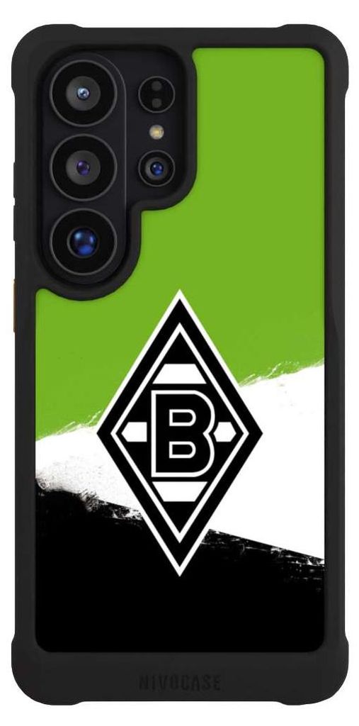 NIVOCASE Hülle für Samsung Galaxy S26 Ultra Stoßfeste Handyhülle NIVOmax Case Schwarz Borussia Mönchengladbach Offizielles Lizenzprodukt BMG