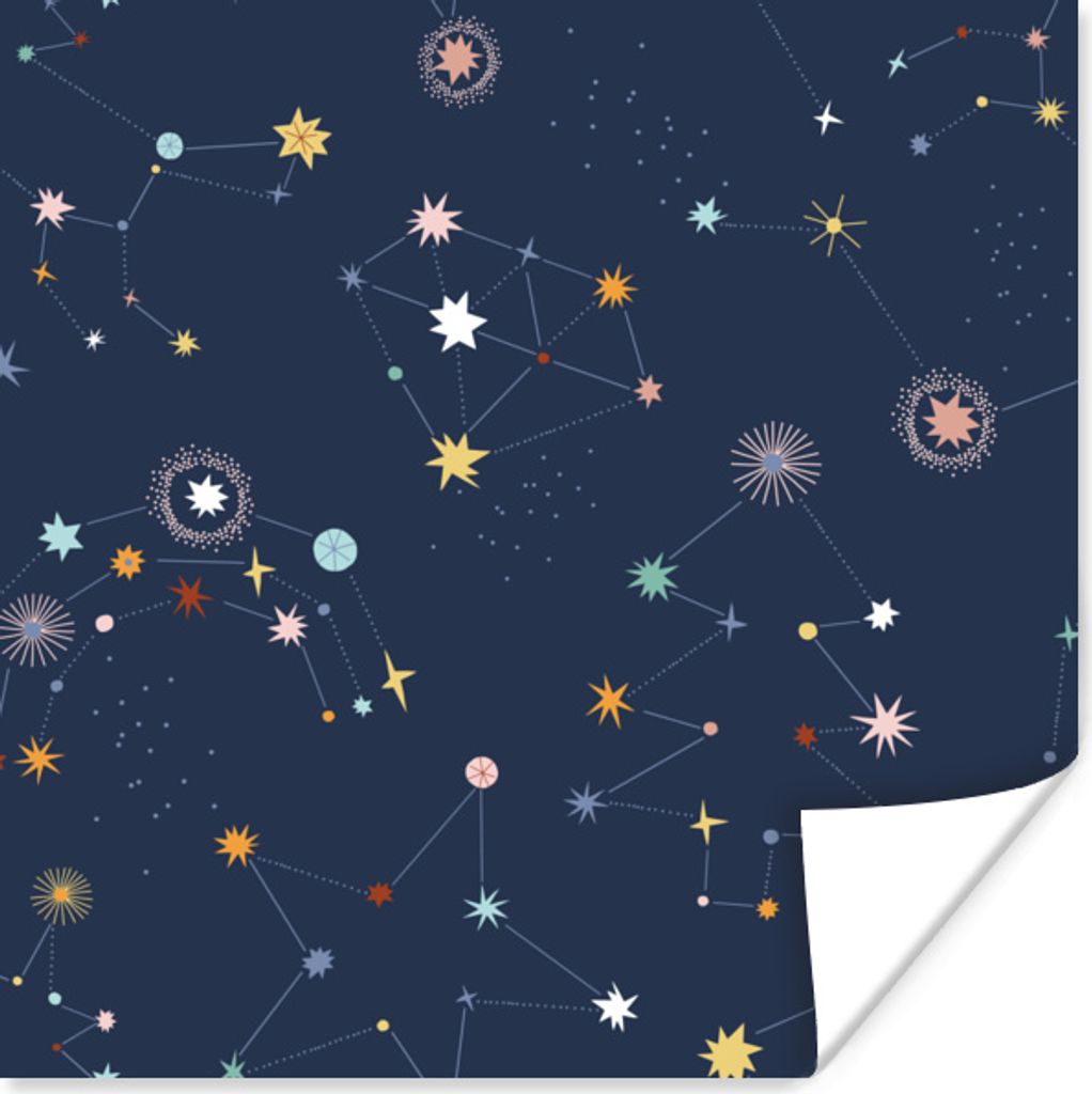 MuchoWow Poster Sterne - Weltraum - Kind 75x75 cm - Wand Dekoration