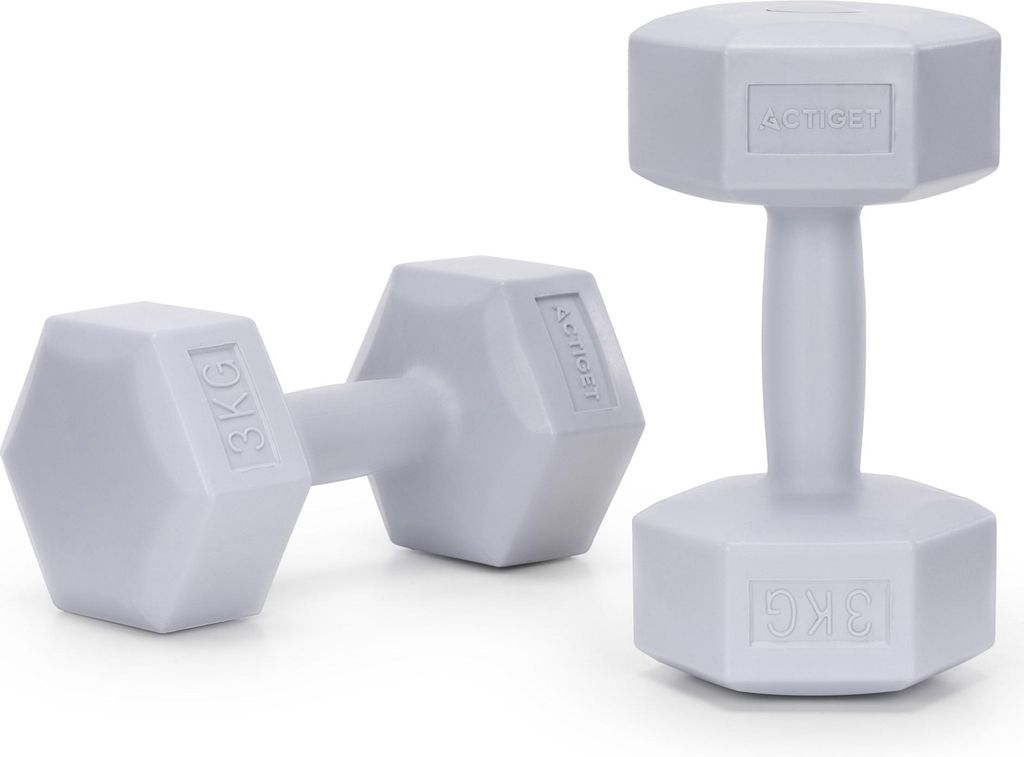 ACTIGET Hantel Set 2 x 3 kg für Krafttraining, Fitness, Workout, Gewichte, 2er-Set - Grau