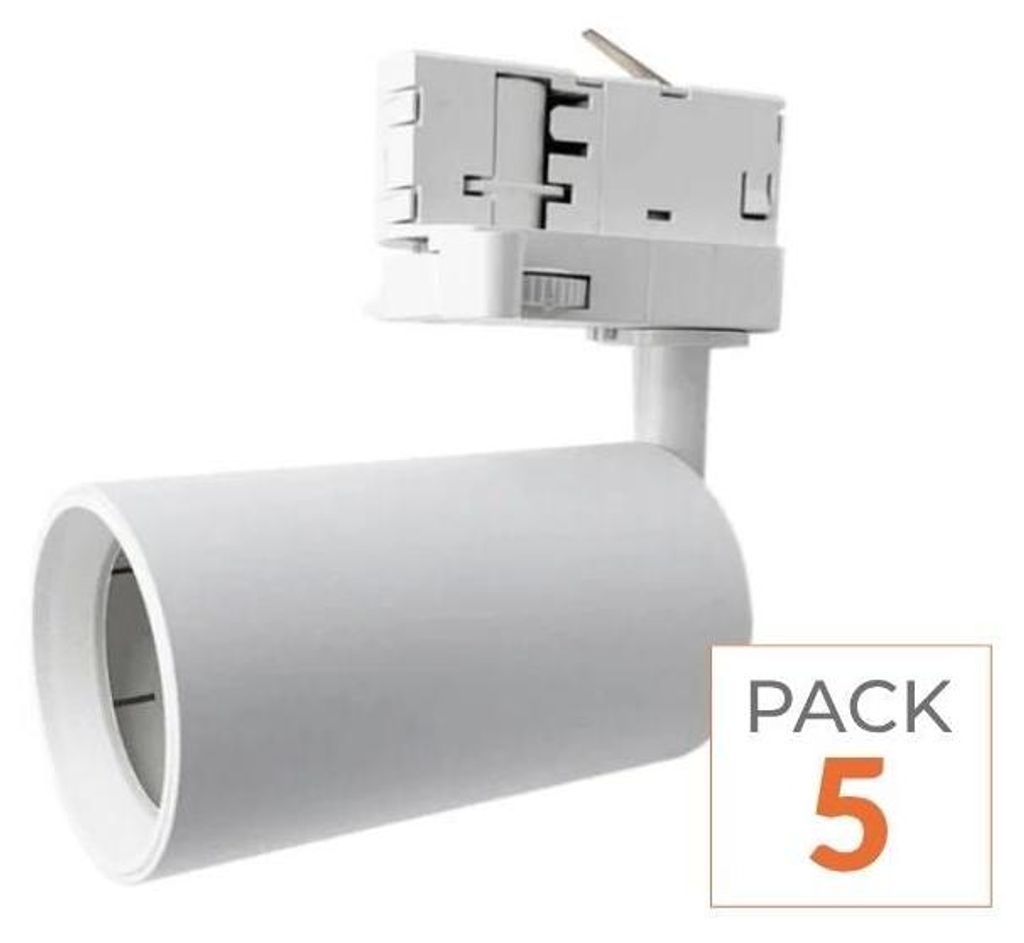 5er-Pack – LED-Schienenstrahler 80°, dreiphasig, WEISS, für GU10-Lampen
