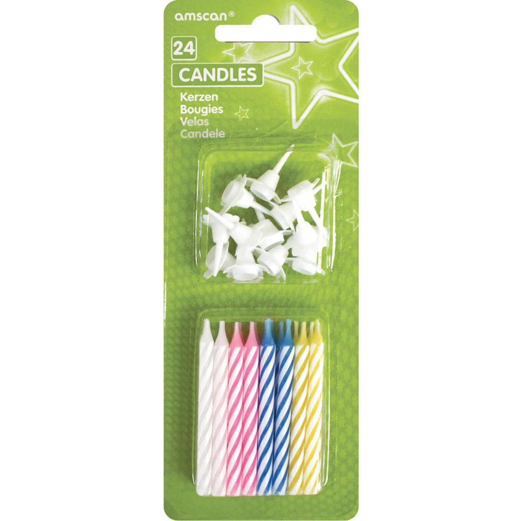 Tortenkerzen 24 Stück mit 12 Stück Ständern, 1 Set Produktbild 