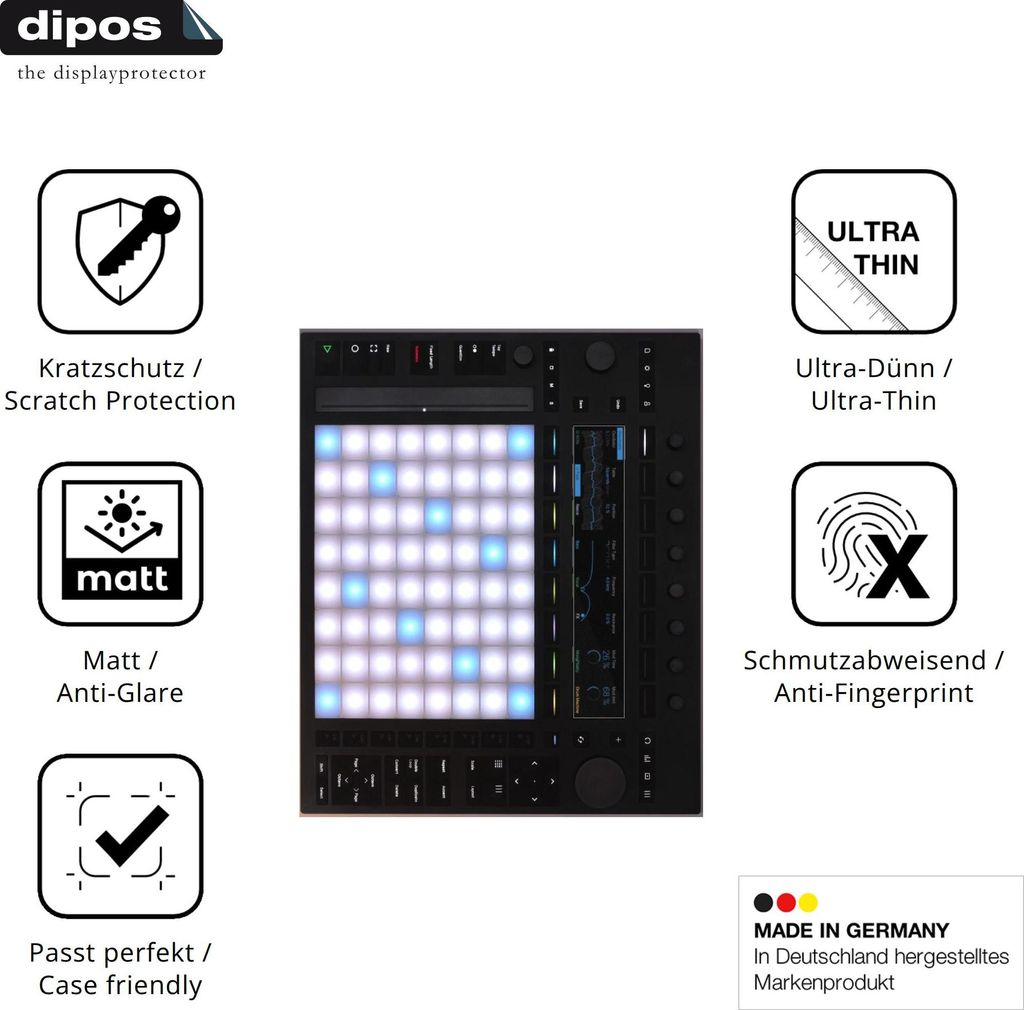 2x Schutzfolie für Ableton Push 3 matt Displayschutzfolie Folie Display Schutz dipos