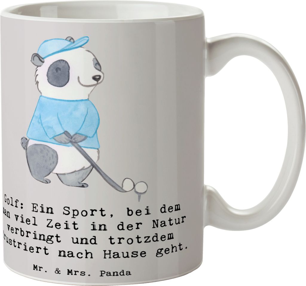 Mr. & Mrs. Panda Teetasse Golf Erlebnis - Grau Pastell - Geschenk, Leidenschaft, Teamsport, Sportler, kaffeetasse keramik, Erfolgserlebnis, Freude,...