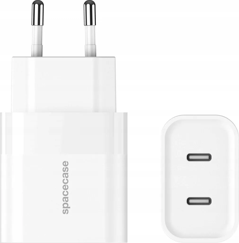 Double Chargeur USB-C 20W SPACECASE pour iPhone et Android Blanc SC011W - 3