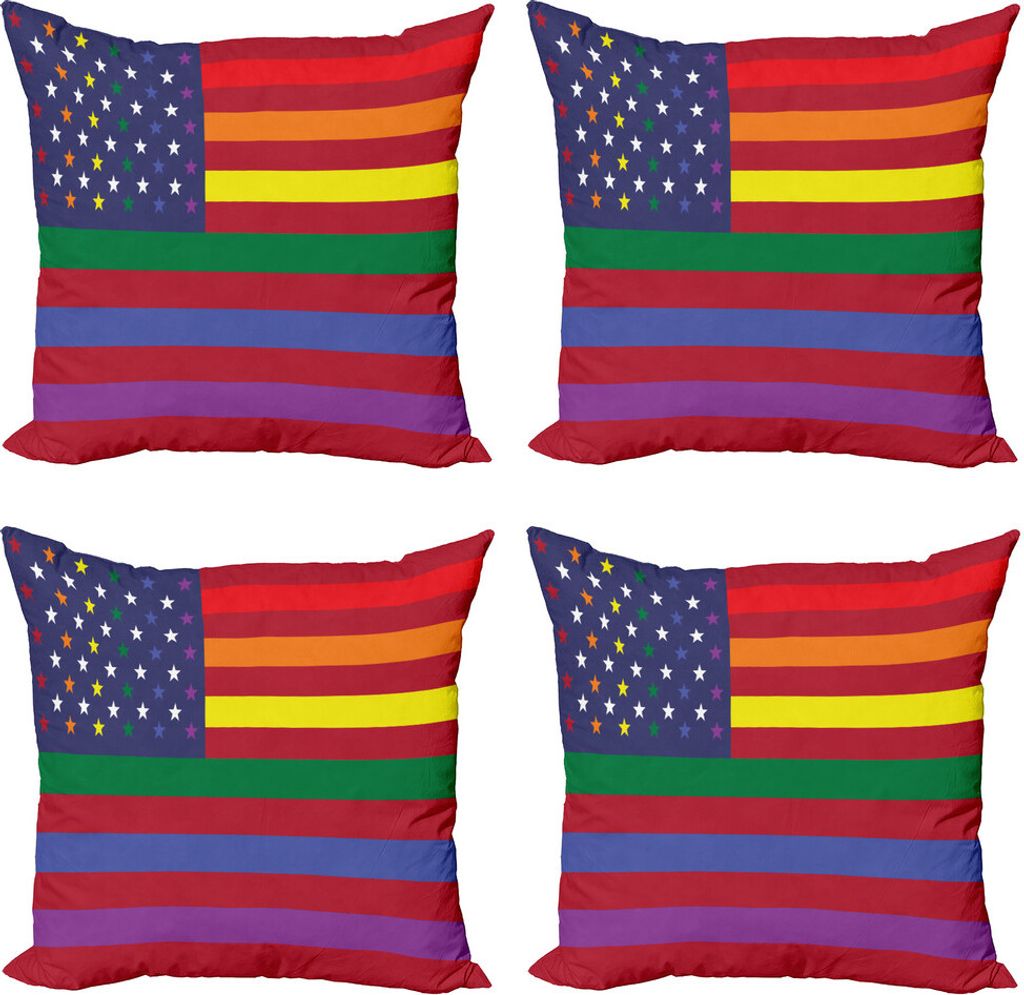 ABAKUHAUS Stolz Kissenbezug Set (4 Stück), Homosexuell Konzept amerikanische Flagge, Moderner Doppelseitiger Digitaldruck, 60 cm x 60 cm, Mehrfarbig