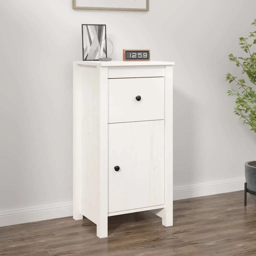 Credenza bianca 40x35x80 cm in legno di pino massiccio