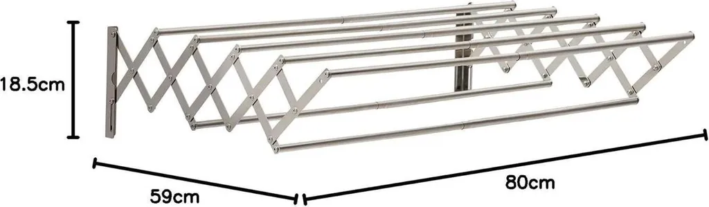 Stendibiancheria Parete Argento 80cm 7 Aste | Design Moderno Bagno - 8