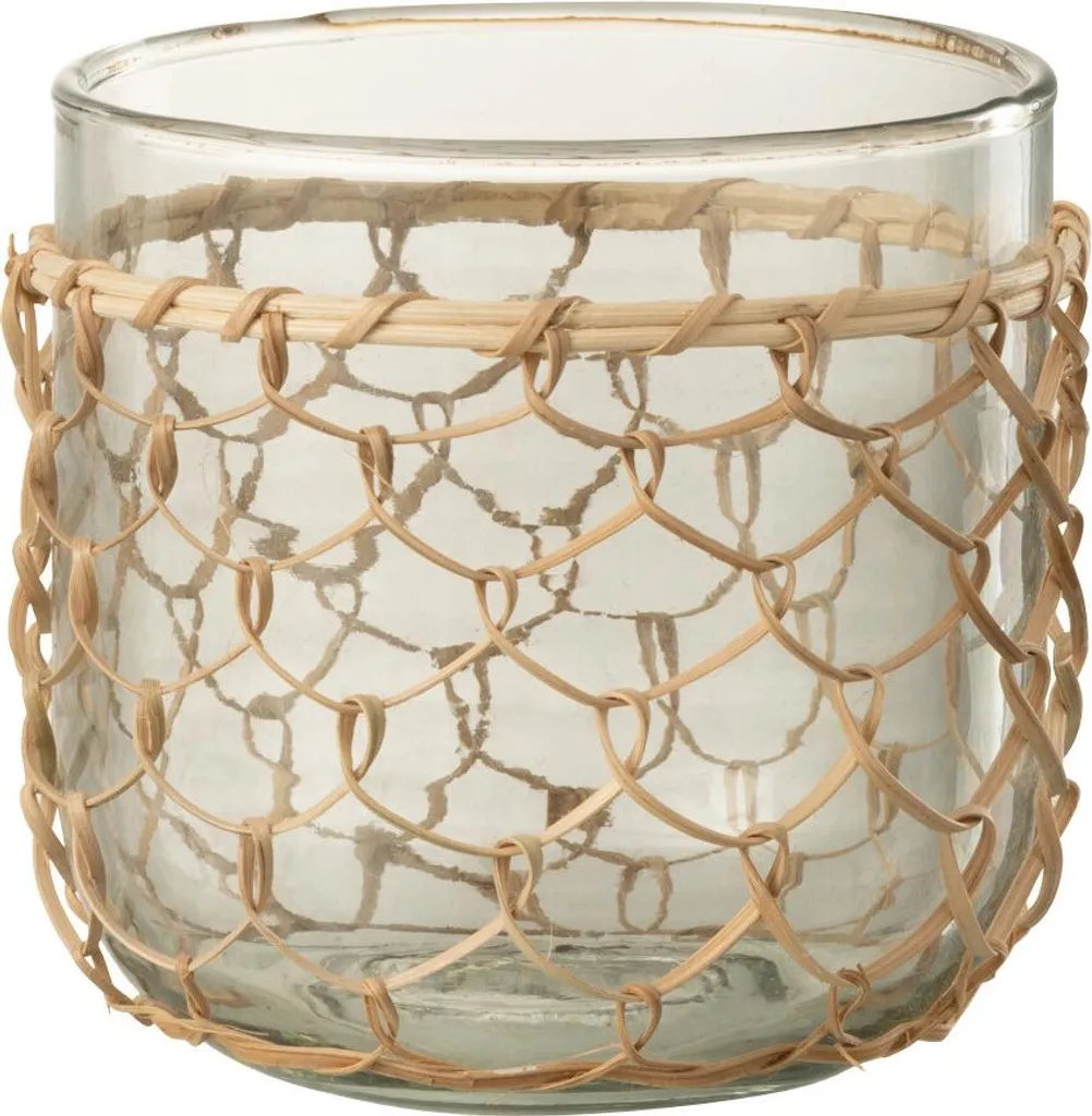 Photophore de Table en Verre et Crochet Naturel - Style Bohème Medium