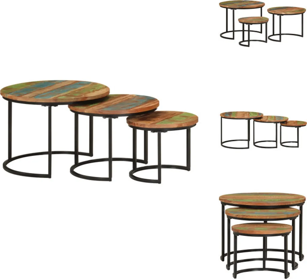 Tavolini a Incastro vidaXL Legno Riciclato Massello | Design Loft Urban