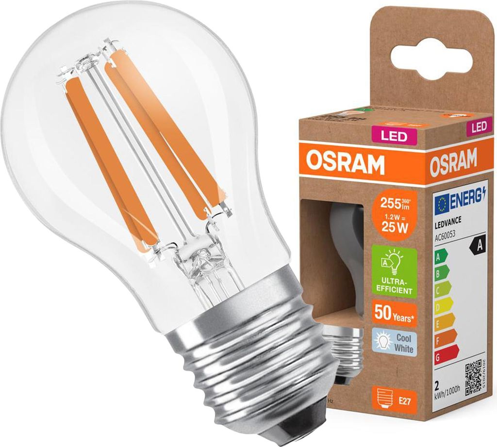 OSRAM LED Lampe CLASSIC P höchste 1.2W 840 Clear E27 Neutralweiss 4058075839366