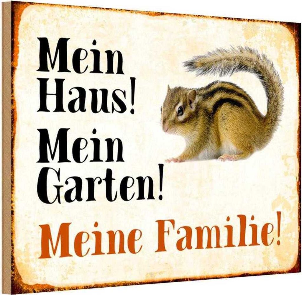 vianmo Holzschild 12x18 cm Tiere Eichhörnchen mein Haus Garten Tier Haustier