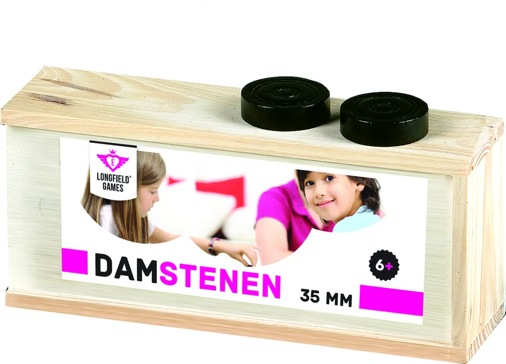 Jeu de Dame Longfield Games 35 mm - Coffret Classique en Bois de Qualité