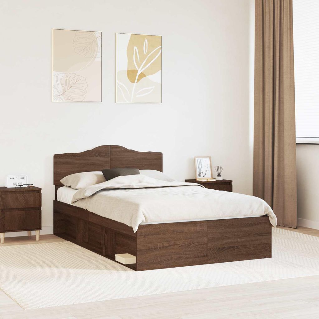 Maison Exclusive - Bettrahmen Braun Eichen-Optik 120 x 200 cm Massives Kiefernholz