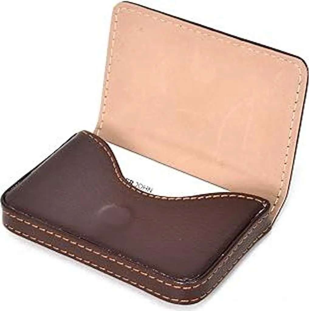Porta biglietti da visita, stile flip, Finto cuoio, porta biglietti da visita di alta qualità con chiusura magnetica, tasca porta biglietti da visita, porta carte di credito/portafoglio per uomo e donna (marrone)