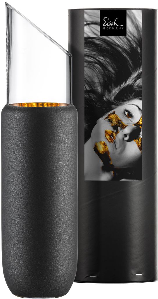 Eisch Karaffe Cosmo Gold No Drop, Weinkaraffe, Wasserkaraffe, Kristallglas, Schwarz, Gold, 1 L, 70576711