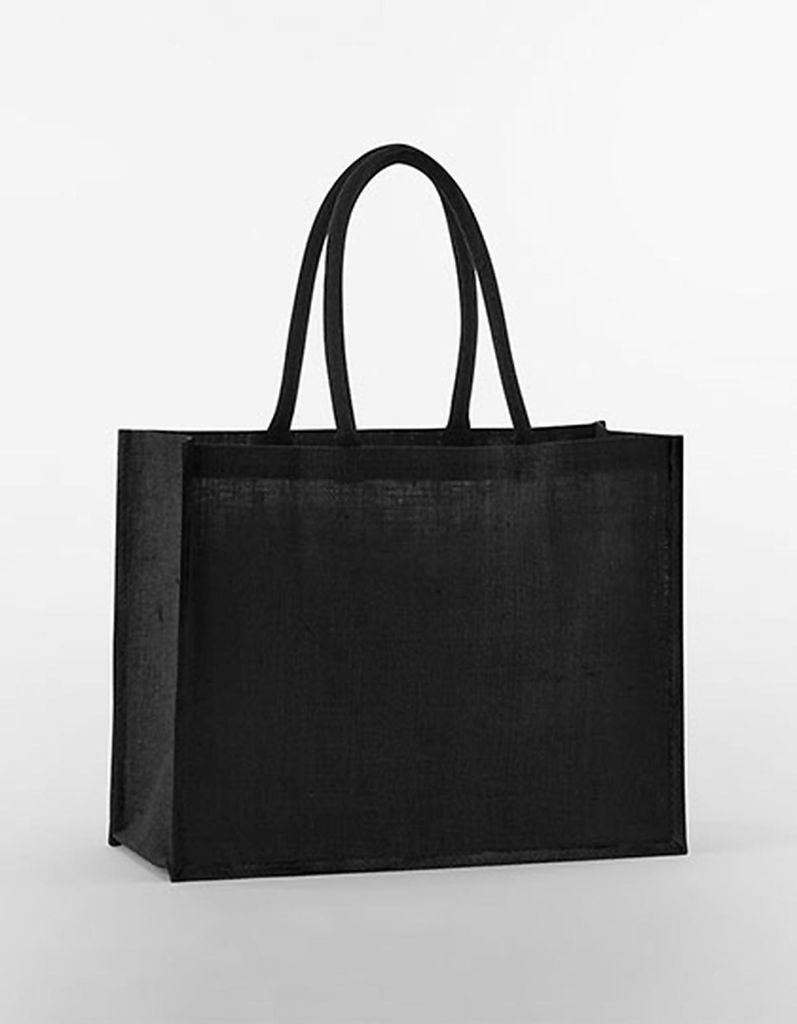 Westford Mill W470 | Natural Starched Jute Classic Shopper Einkaufstasche - Farbe: Black/Black - Größe: 42 x 33 x 19 cm