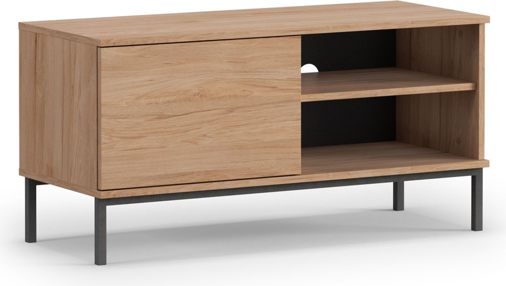 TV-Schrank Dallas 1D, 1-Tür TV-Lowboard, Wohnzimmerschrank, mit Push to Open system (Farbe: Hikora)