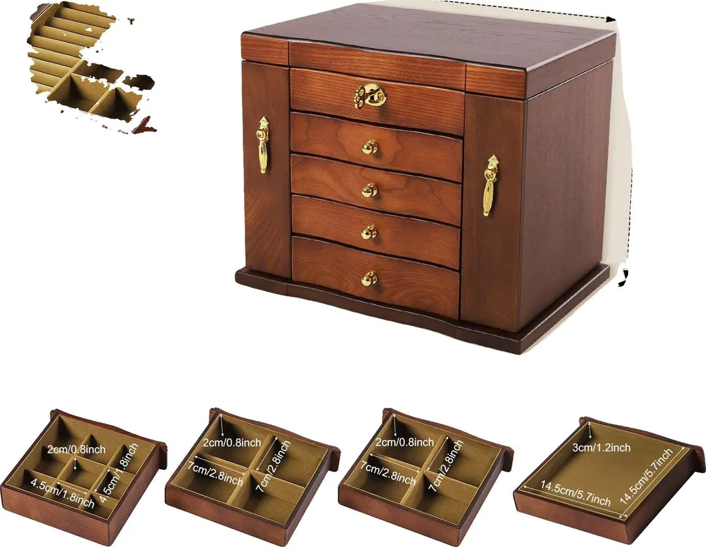 Rangement bijoux 5 étages marron clair pour collection - Taille Large
