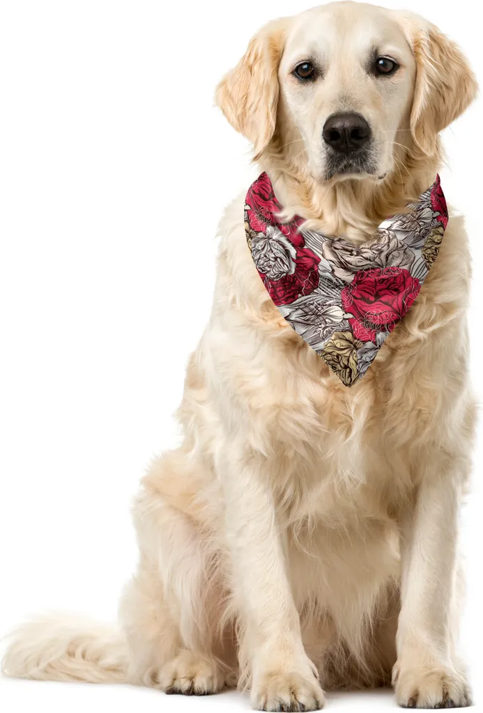 Bandana Pet Rose ABAKUHAUS 40x40 - Foulard Cane Floreale Rosa Chic