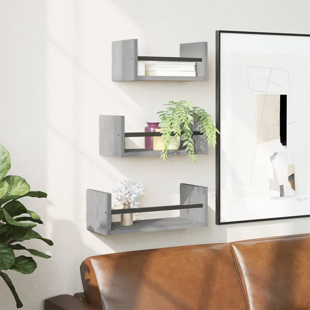 Mensole Parete Grigio Sonoma Maison Exclusive - Set 3 Pezzi Eleganti
