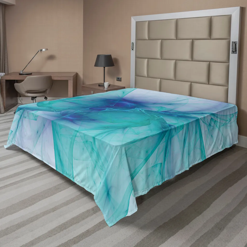 Drap de lit décoratif moderne 244x205 cm avec motif psychédélique abstrait