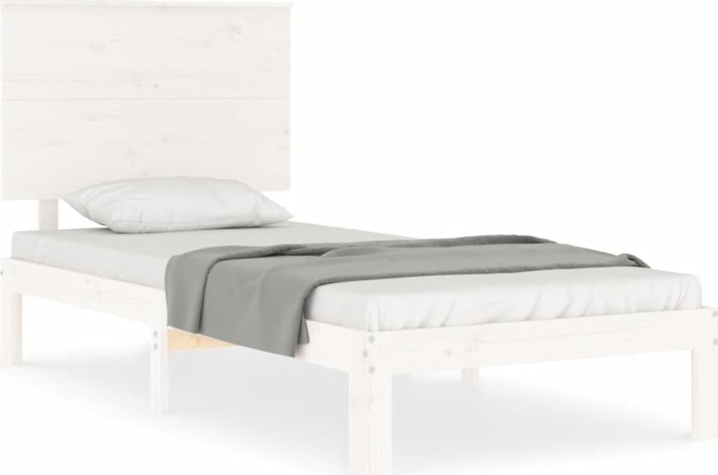 "im Sonderangebot"Bettgestell/Massivholzbett - Einzelbett/Jugendbett mit Lattenrost - ohne Matratze - Weiß 100x200cm Kiefernholz - Klassische Bett...