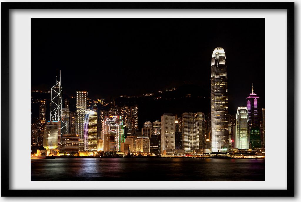 Bild 60x40 MDF-Rahmen, Wandkunst Hong Kong in der Nacht Produktbild 