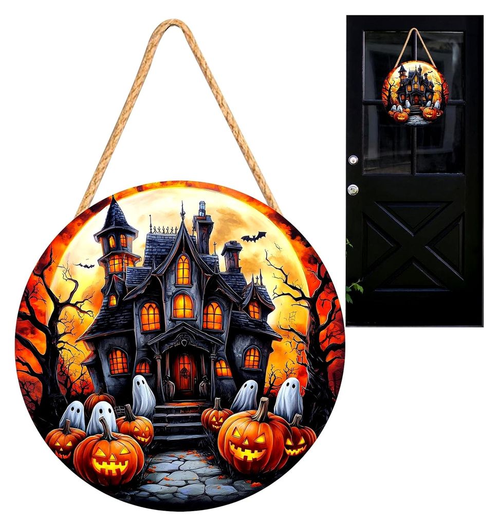 Halloween-Türdekoration für Haustür | Zweidimensionales Halloween Holzschild | Piraten Kapitän Spukhaus Kürbis Weißer Geist Deko Für Garten ...