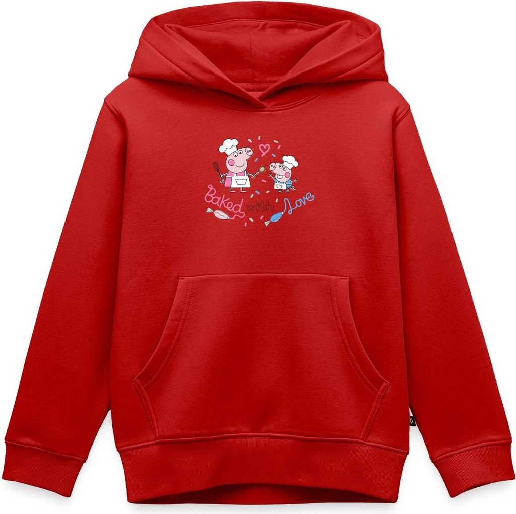 Spreadshirt Peppa Pig Design Baked With Love Kinder Premium Hoodie, 110/116 (4 Jahre), Rot