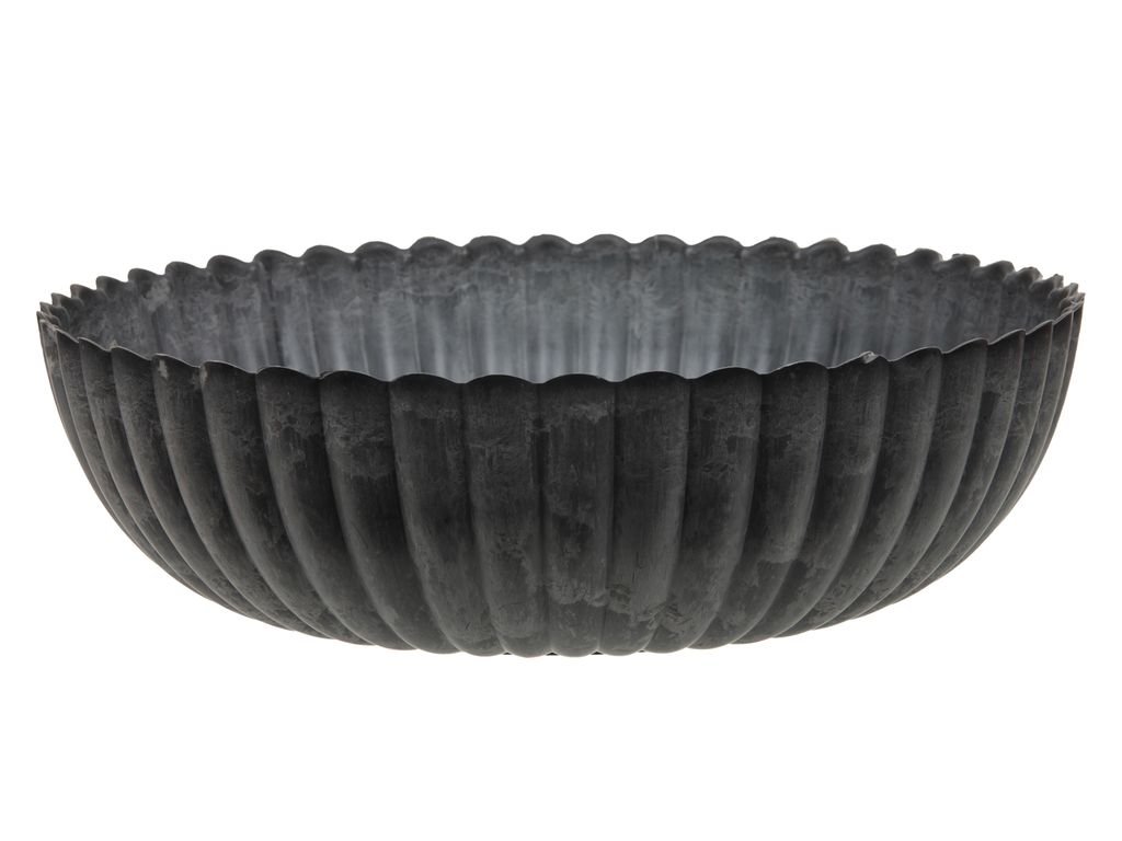 Pflanzgefäß Ø 30x9cm rund Kunststoff anthrazit gewischt Pflanzschale Blumentopf Deko