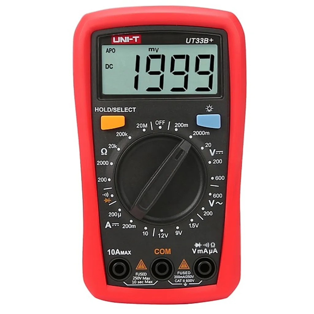 Multimètre UNI-T UT33B+ avec Test de Batterie et Protection de Choc