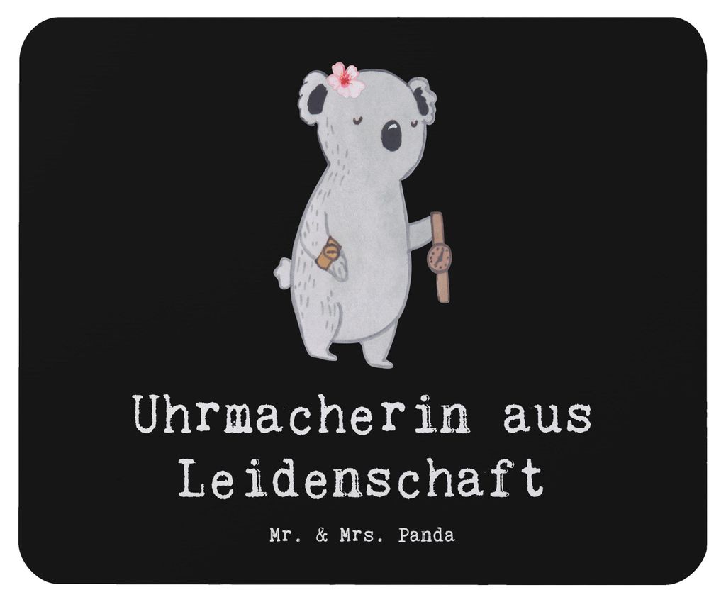 Mr. & Mrs. Panda Mauspad Uhrmacherin Leidenschaft - Schwarz - Geschenk, Mousepad, Mouse Pad, pc, mousematte, computer