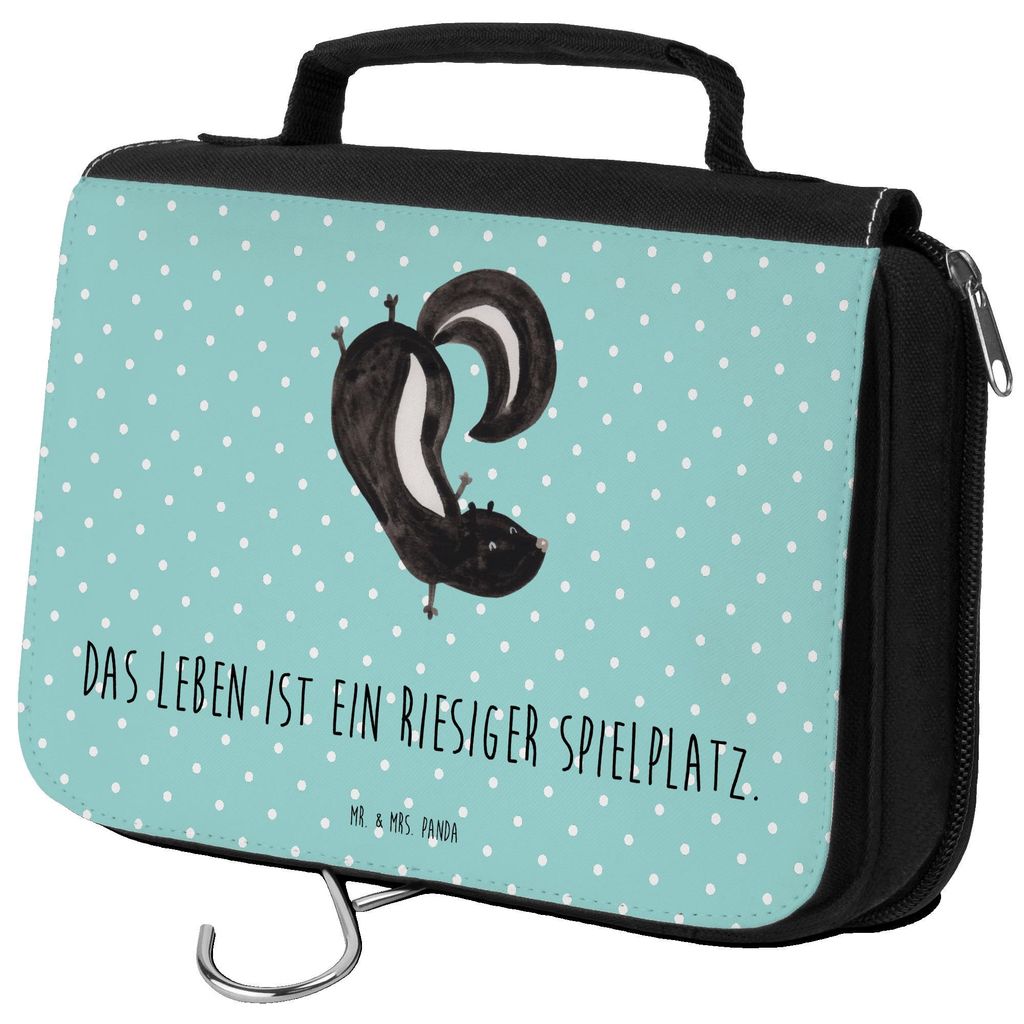 Mr. & Mrs. Panda kosmetiktäschchen Stinktier Handstand - Türkis Pastell - Geschenk, Schminktasche, Skunk, Raubtier, Stinker, Wildtier, beauty cas...