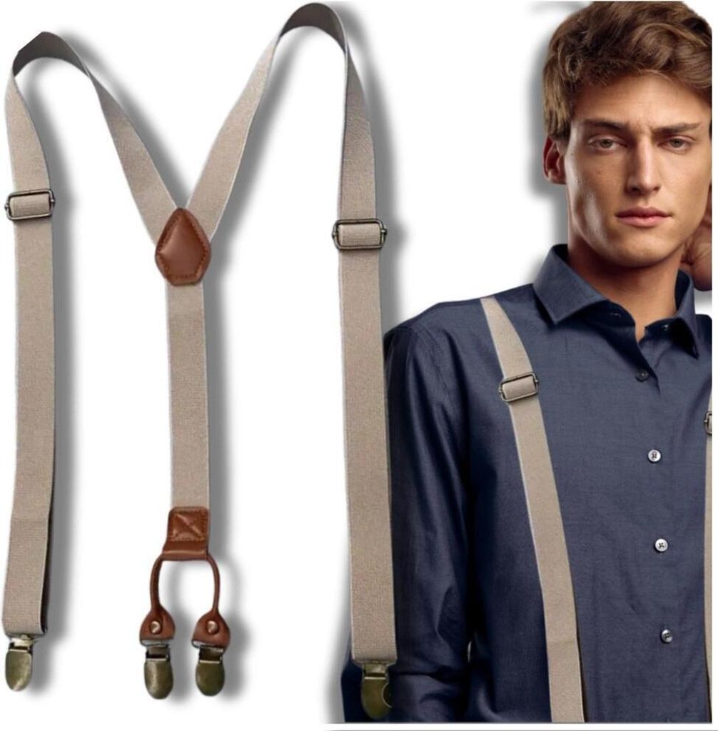 Beige elastische Herren-Hosenträger, stark für elegante Produktbild 