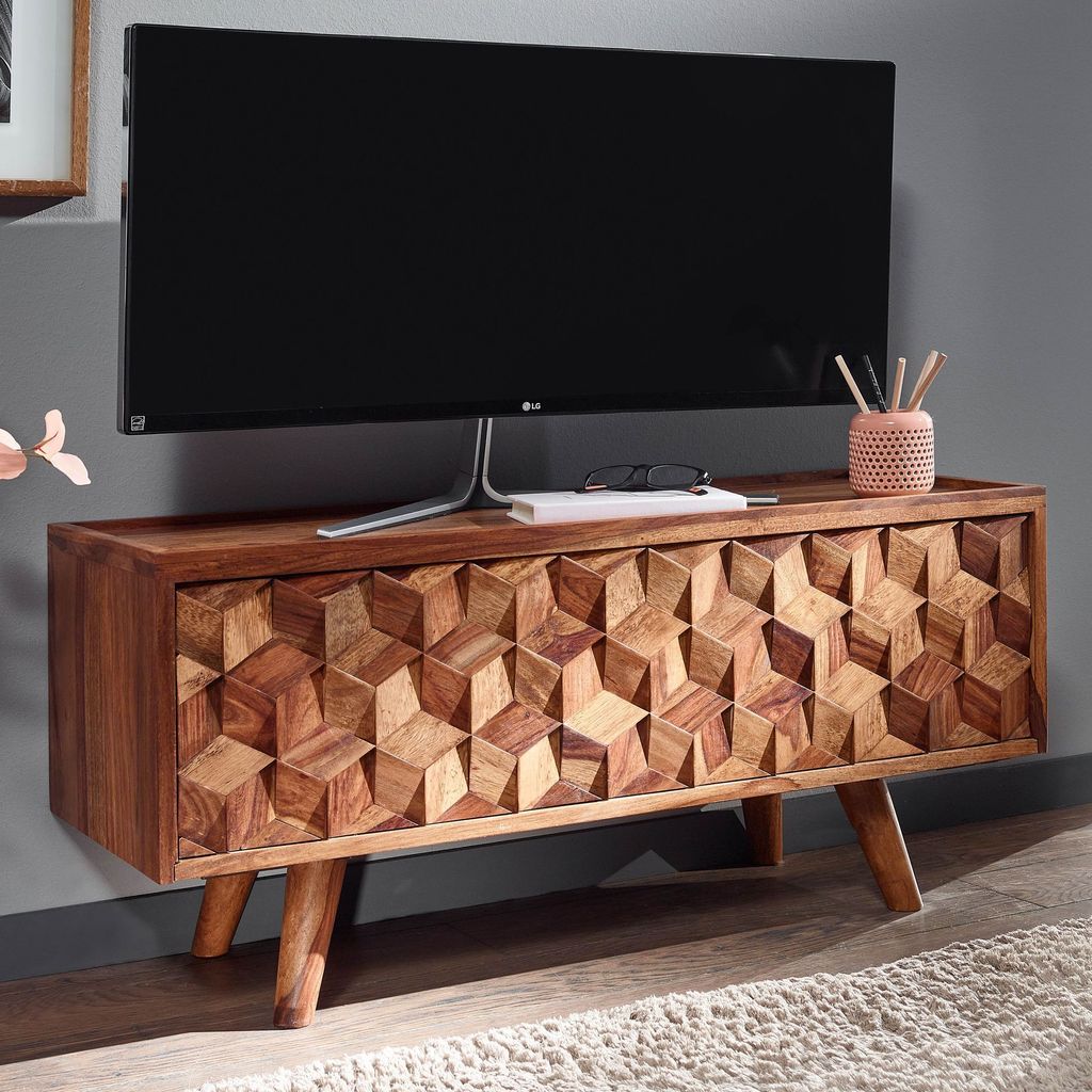 WOHNLING Lowboard Sheesham Massivholz 92x44x35 cm Produktbild 