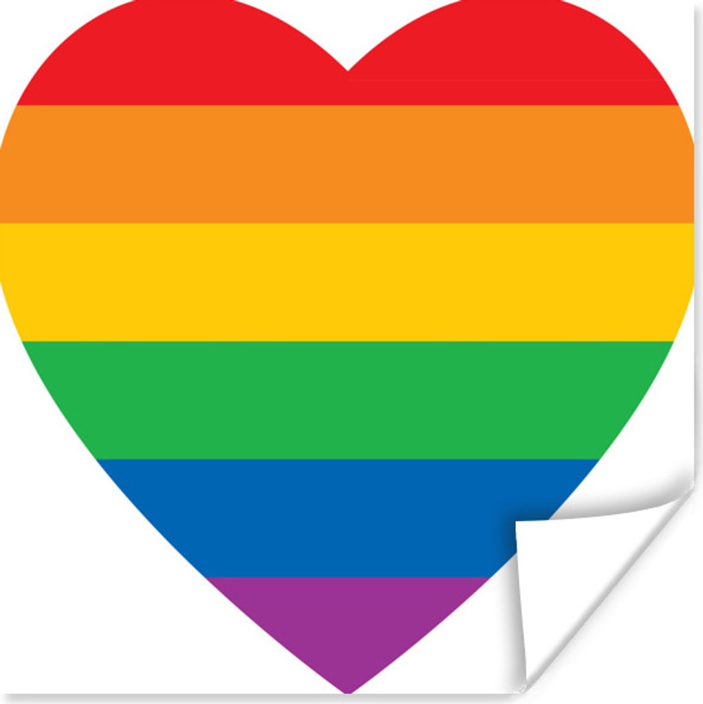 MuchoWow Poster Eine Illustration eines Herzens mit allen Farben des Regenbogens 100x100 cm - Babyzimmer