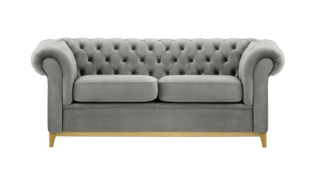 SLF24 - Dreisitzer-Sofa Chesterfield Wood - hellgrau - Velluto 15