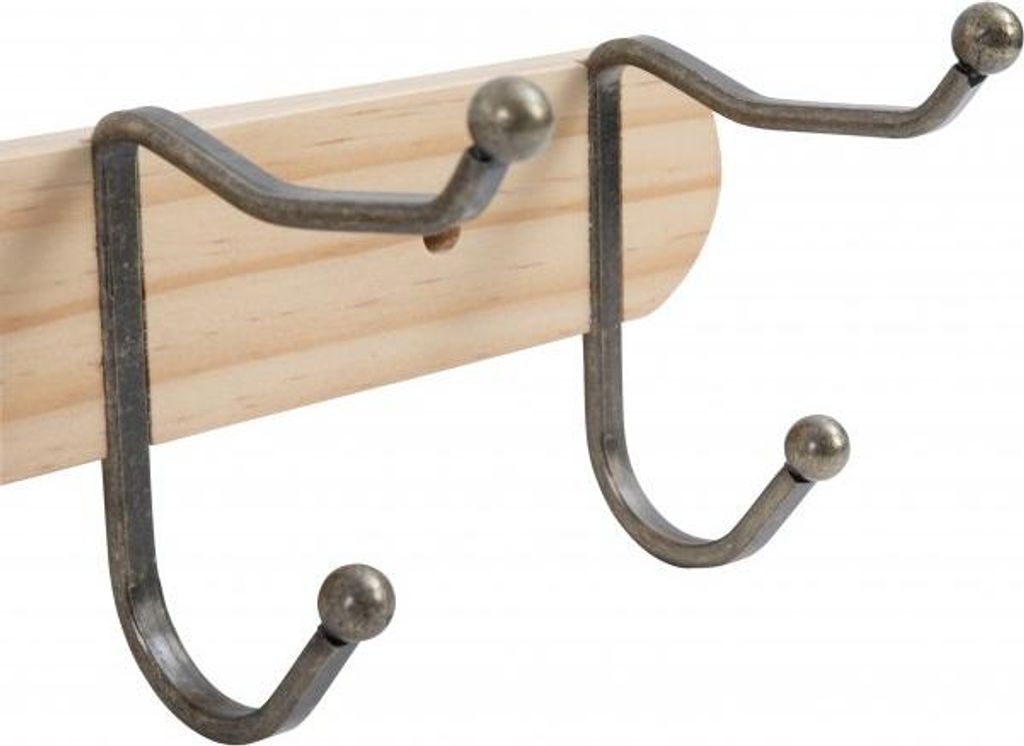 Hakenleiste, Kiefernholz, 5 Haken, natur